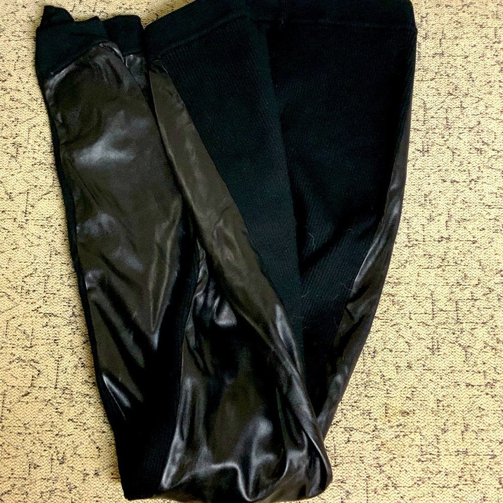 Leather and cotton pants
